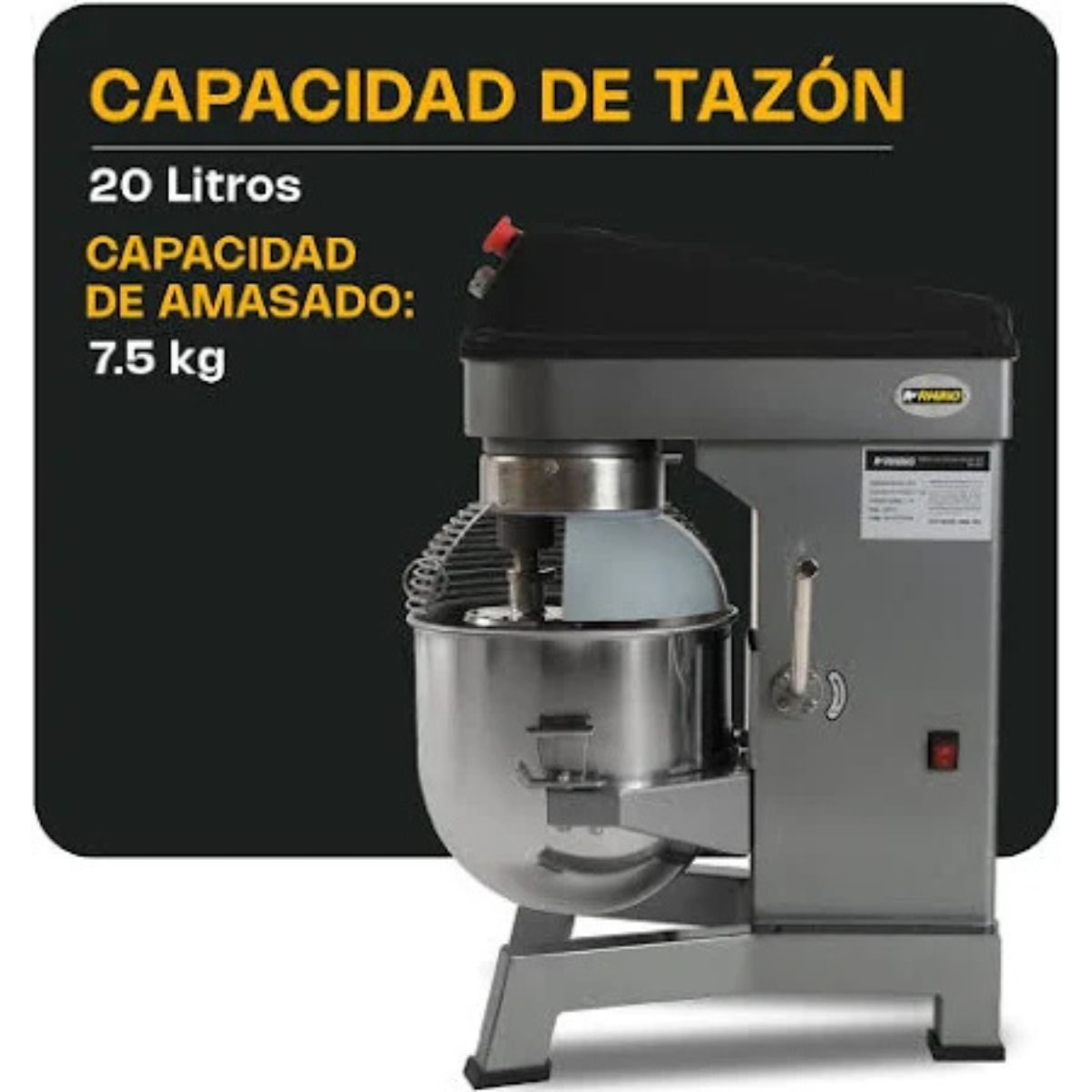 Batidora Industrial Planetaria 20 litros plateada BATI-20