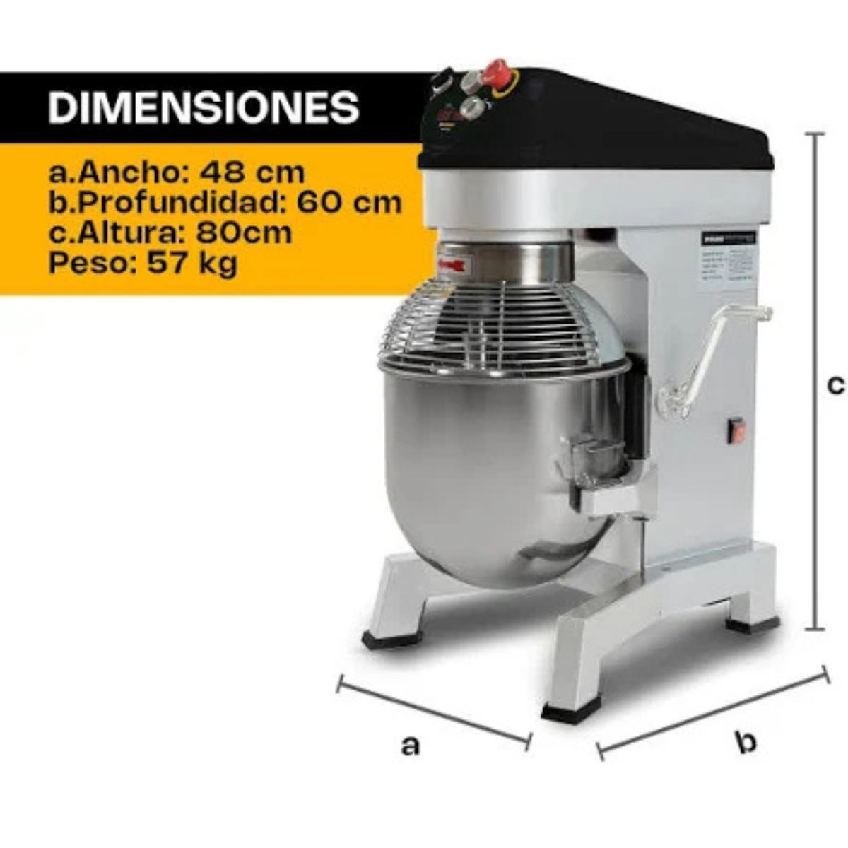 Batidora Industrial Planetaria 20 litros plateada BATI-20