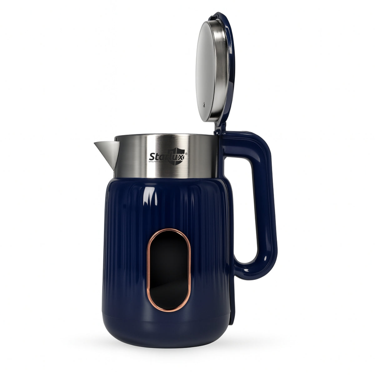 Jarra eléctrica Starlux 2L, doble capa envejecida, apagado automático, fácil de limpiar, bajo ruido de agua hirviendo color azul SL-24177.