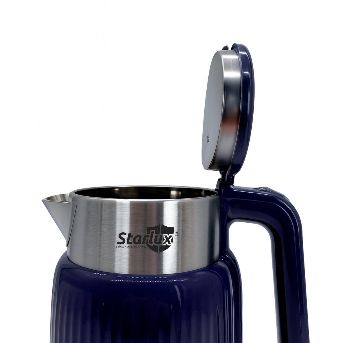 Jarra eléctrica Starlux 2L, doble capa envejecida, apagado automático, fácil de limpiar, bajo ruido de agua hirviendo color azul SL-24177.