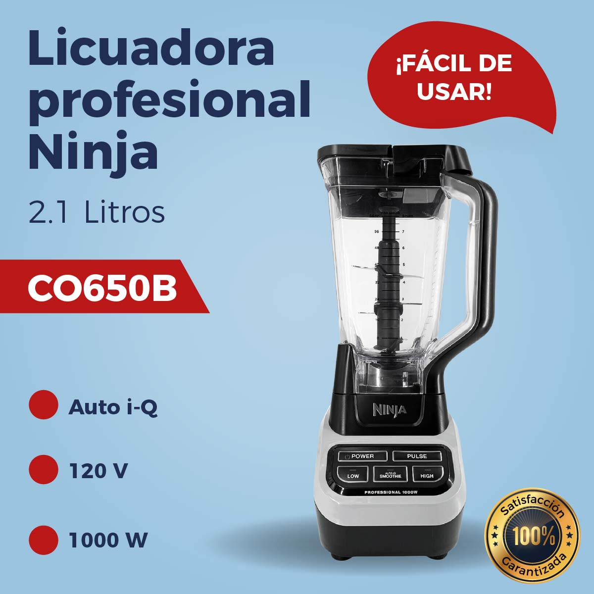Licuadora Profesional Ninja CO650B 1000 Watts Auto-iQ