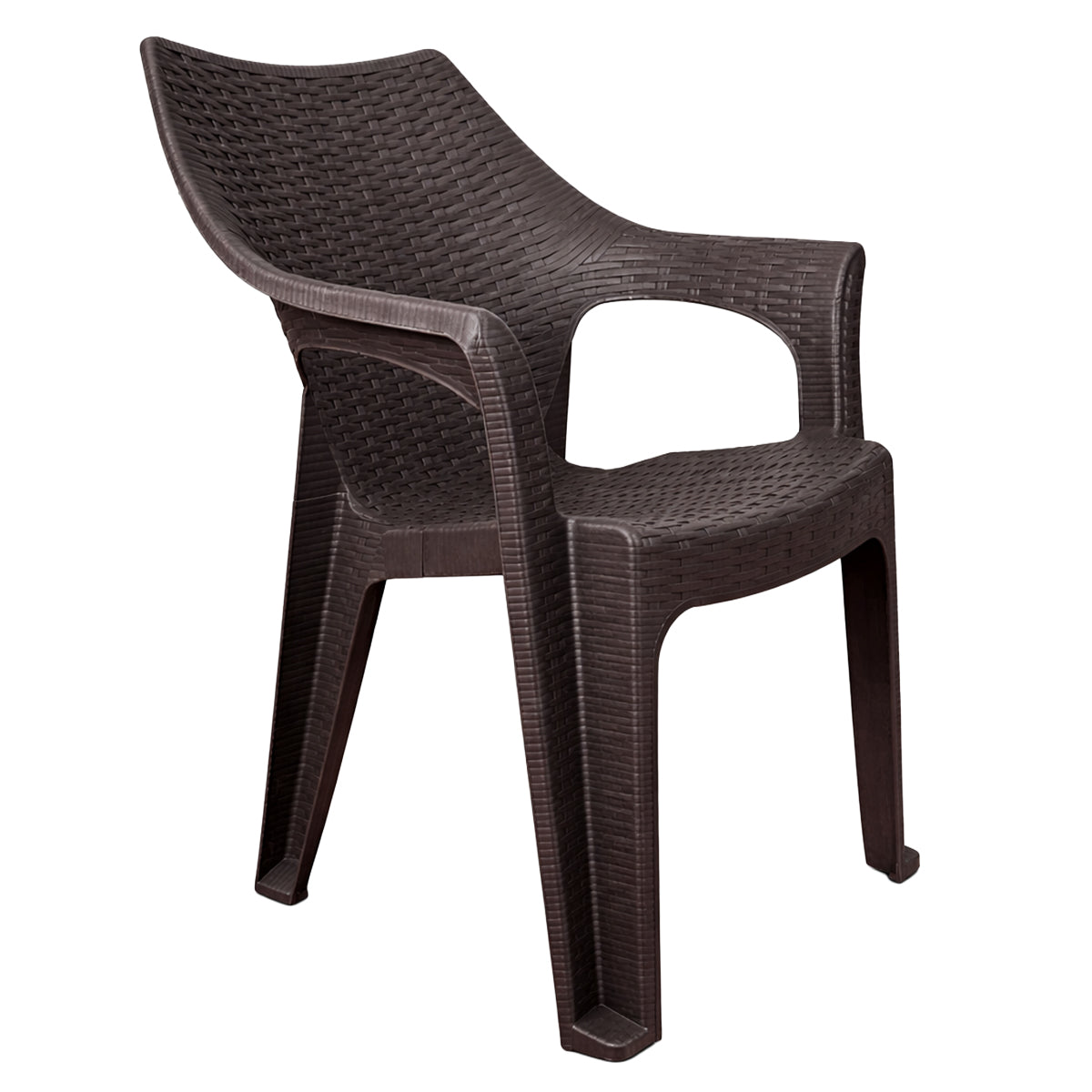 Silla Tipo Rattan Color Chocolate De Plástico