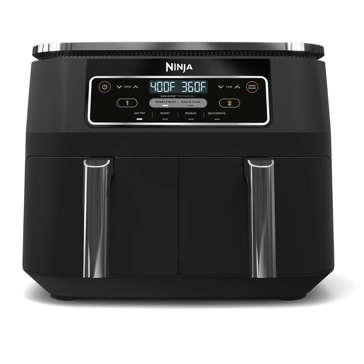 Freidora de aire Ninja dualzon DZ100 Foodi 4 en 1 , 8 cuartos de galón, Cestas Independientes, Tecnología Smart Finish y Match Cook