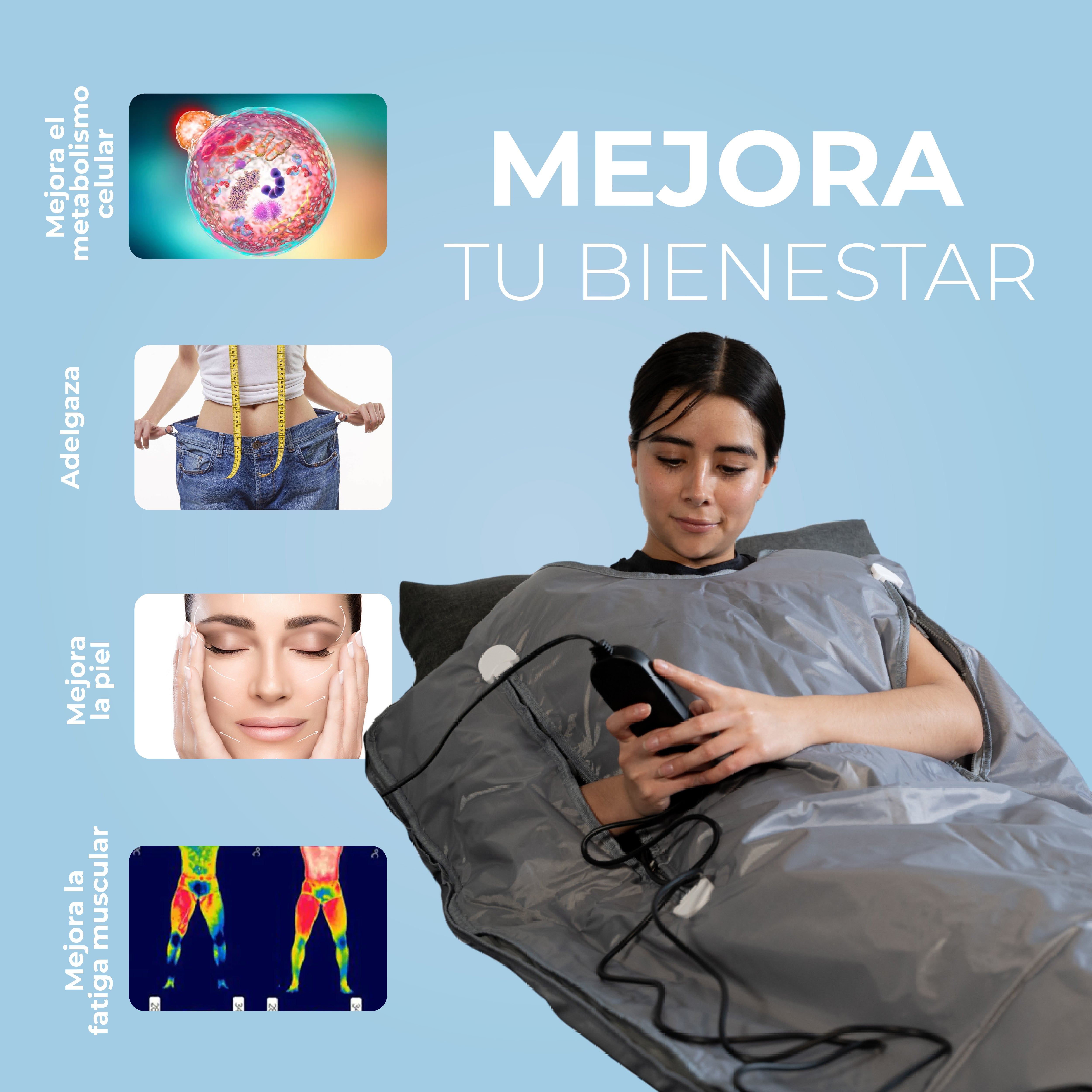 Manta Sauna De Infrarrojos Lejanos Get Well Gris