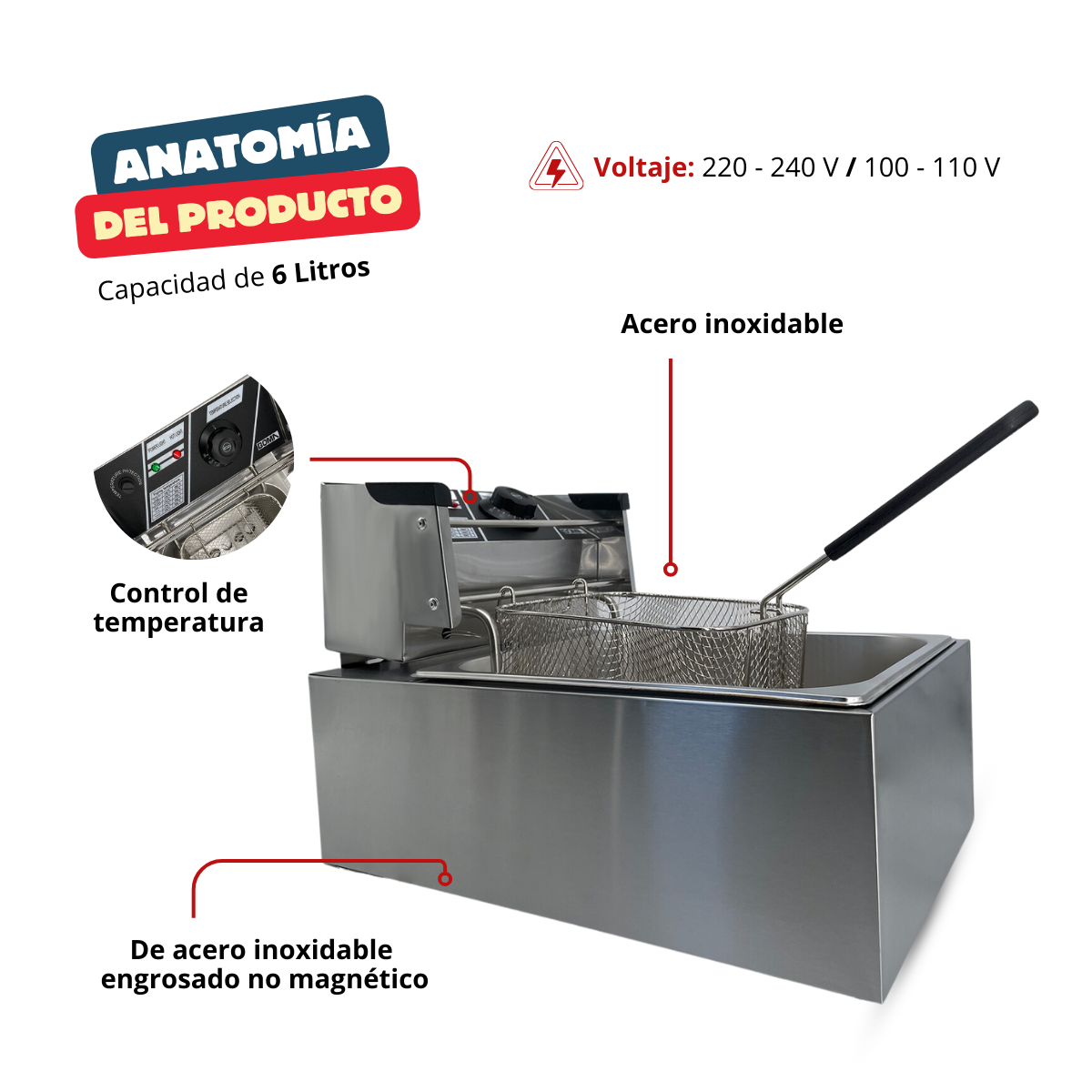 Freidora de aceite BOMA 6 litros BM-81 2500W