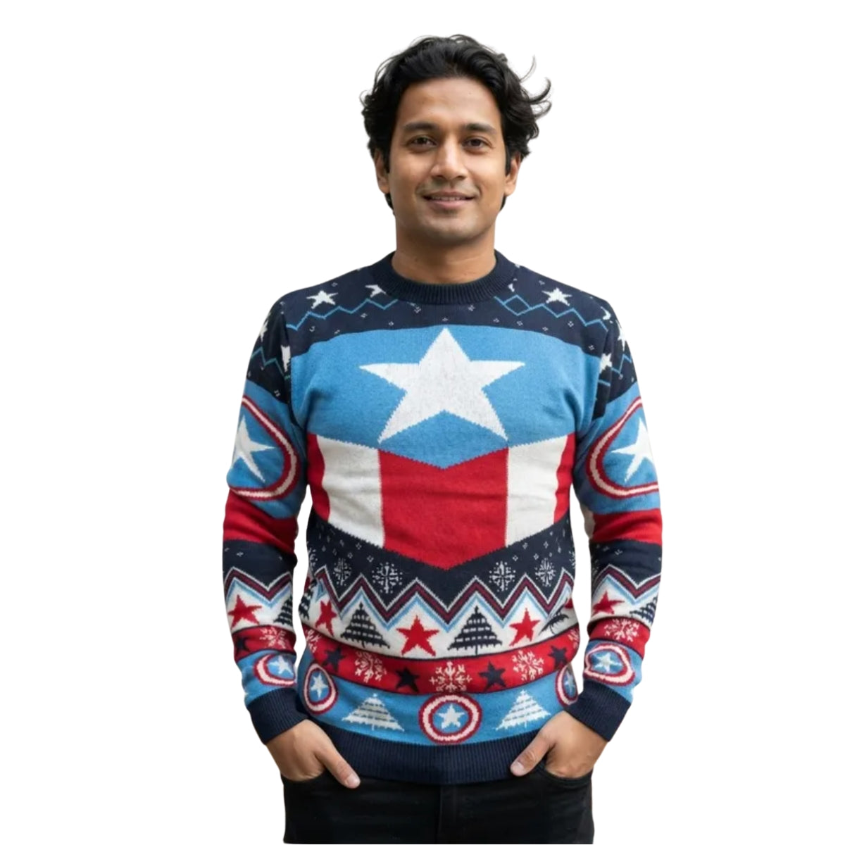 Suéter navideño Ugly Sweatter Capitán América Avengers Unitalla Unisex
