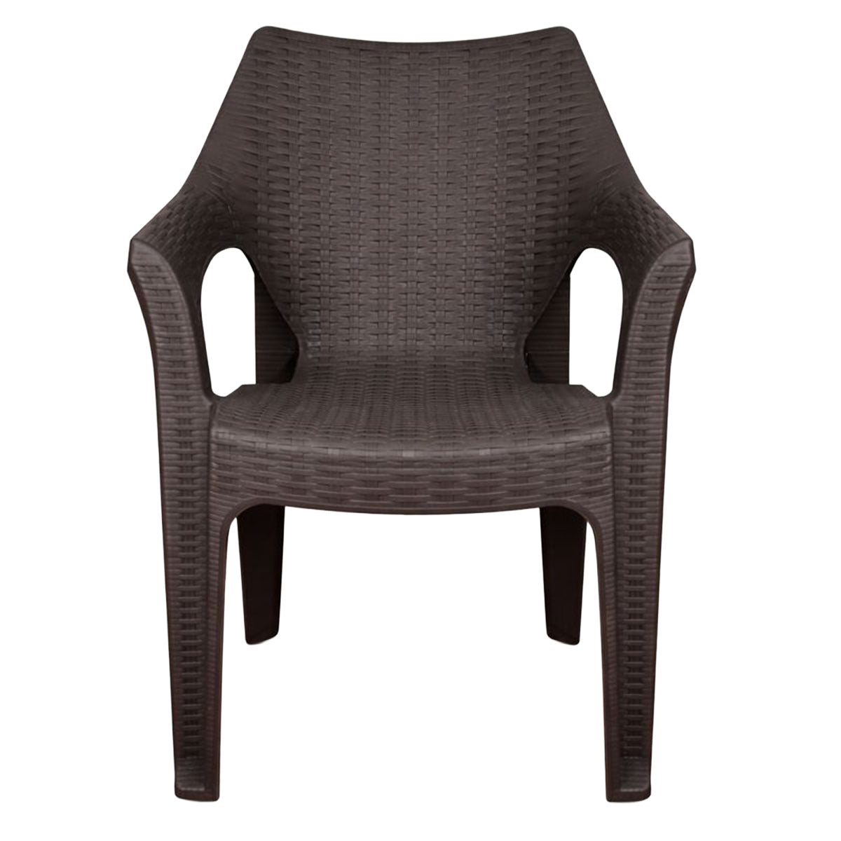 Silla Tipo Rattan Color Chocolate De Plástico