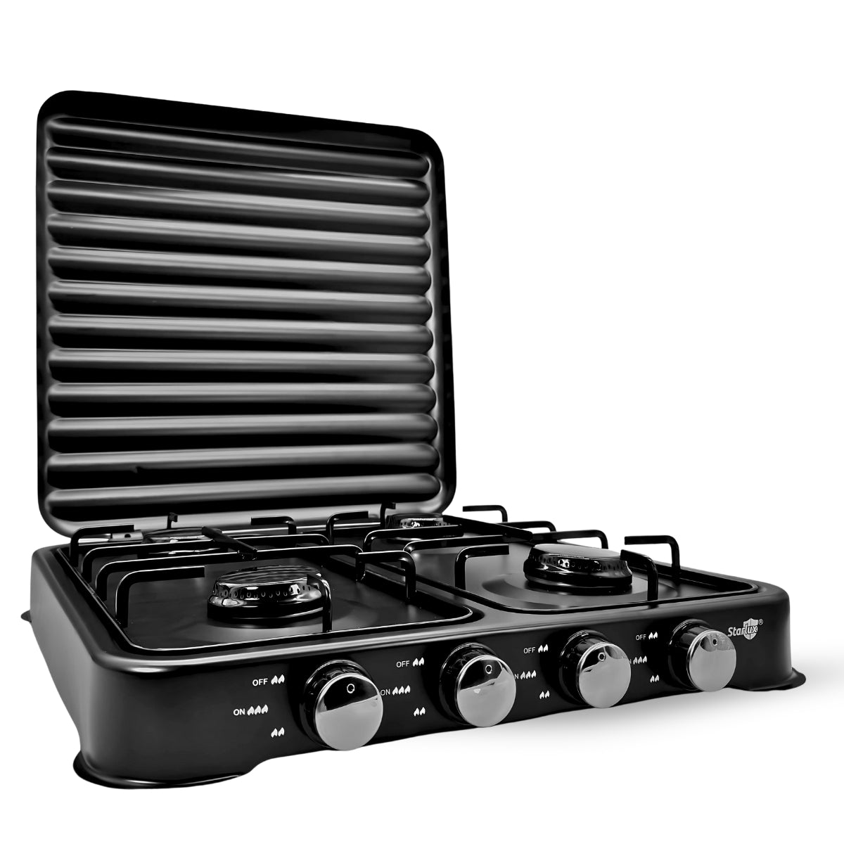 Parrilla/estufa De 4 Quemadores De Gas Con Tapa Color Negro Negro SGS-6004B