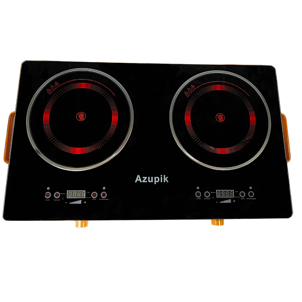 F82-1 Parrilla de Inducción Cristal Templado 2 Quemadores Con superficie Antiadherente Color Negro 1800W