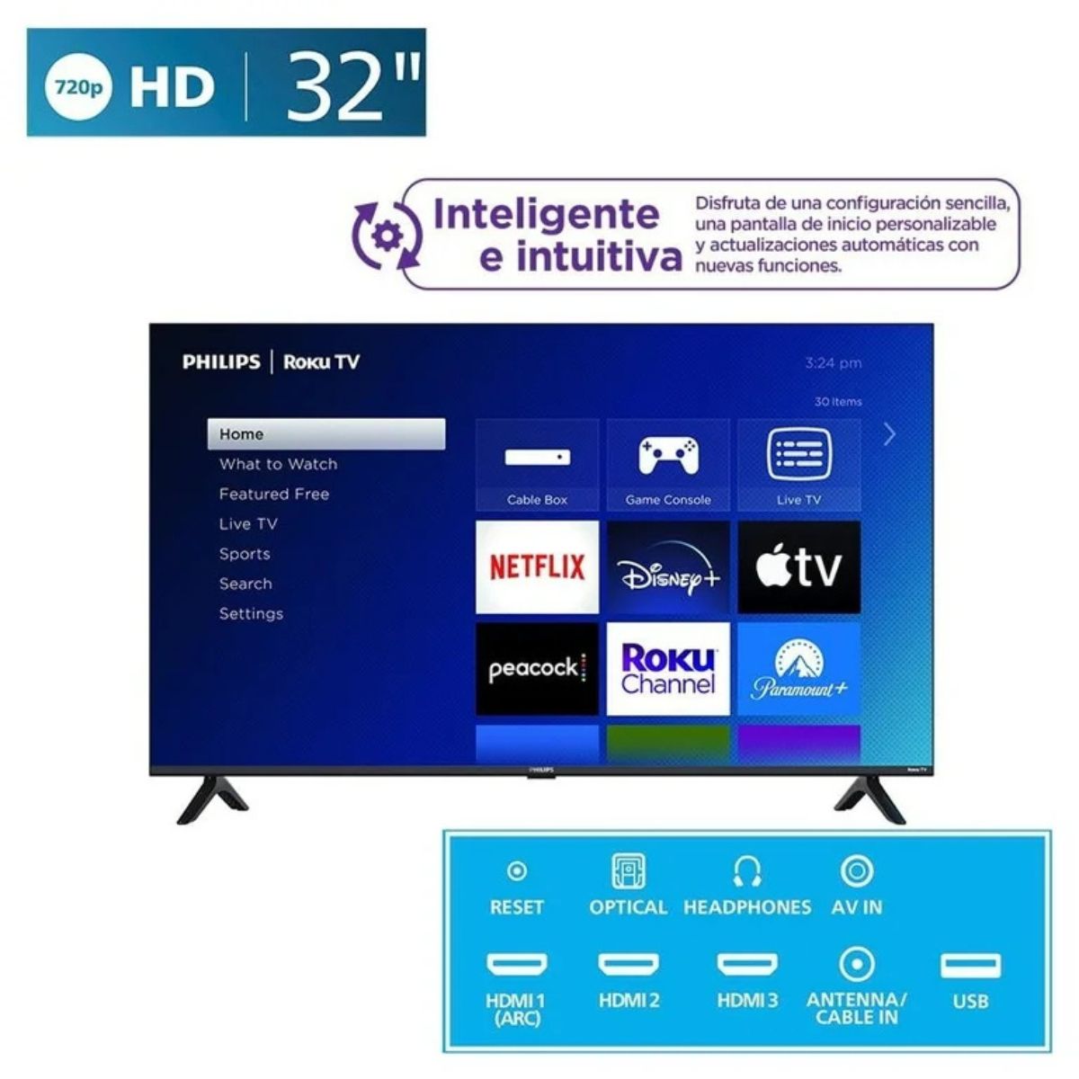 Pantalla Smart TV Philips 32" Dolby Audio