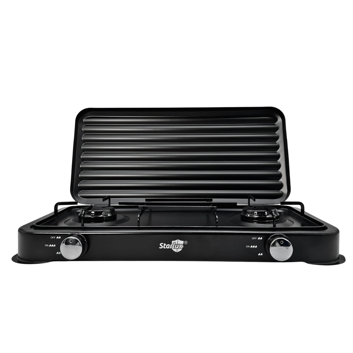 Parrilla/estufa De 2 Quemadores De Gas Con Tapa Color Negro Negro SGS-6002B