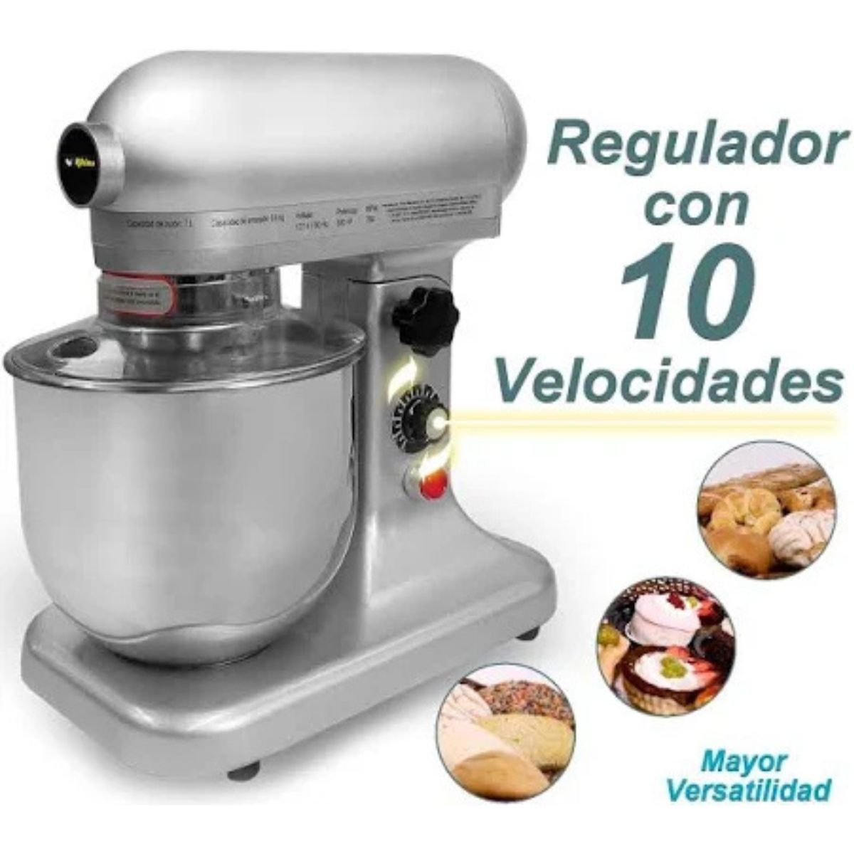 Batidora Industrial Planetaria 20 litros plateada BATI-20