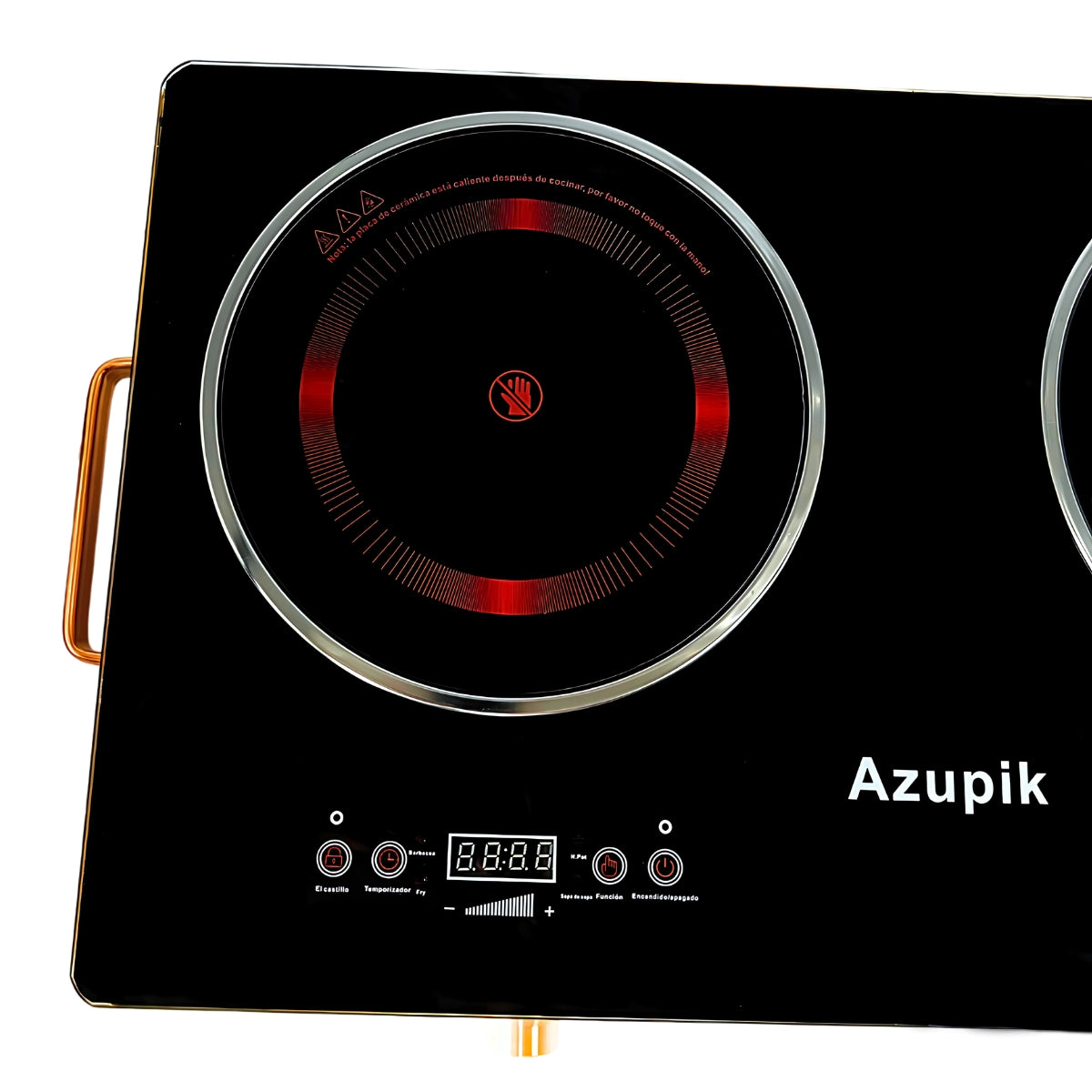 F82-1 Parrilla de Inducción Cristal Templado 2 Quemadores Con superficie Antiadherente Color Negro 1800W