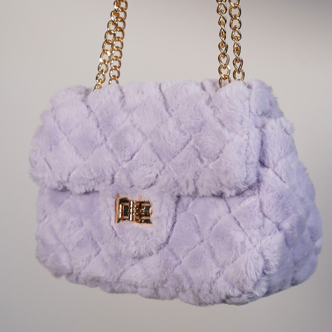 Bolsa de mano Level 26 con cadena dorada, textura suave color Beige