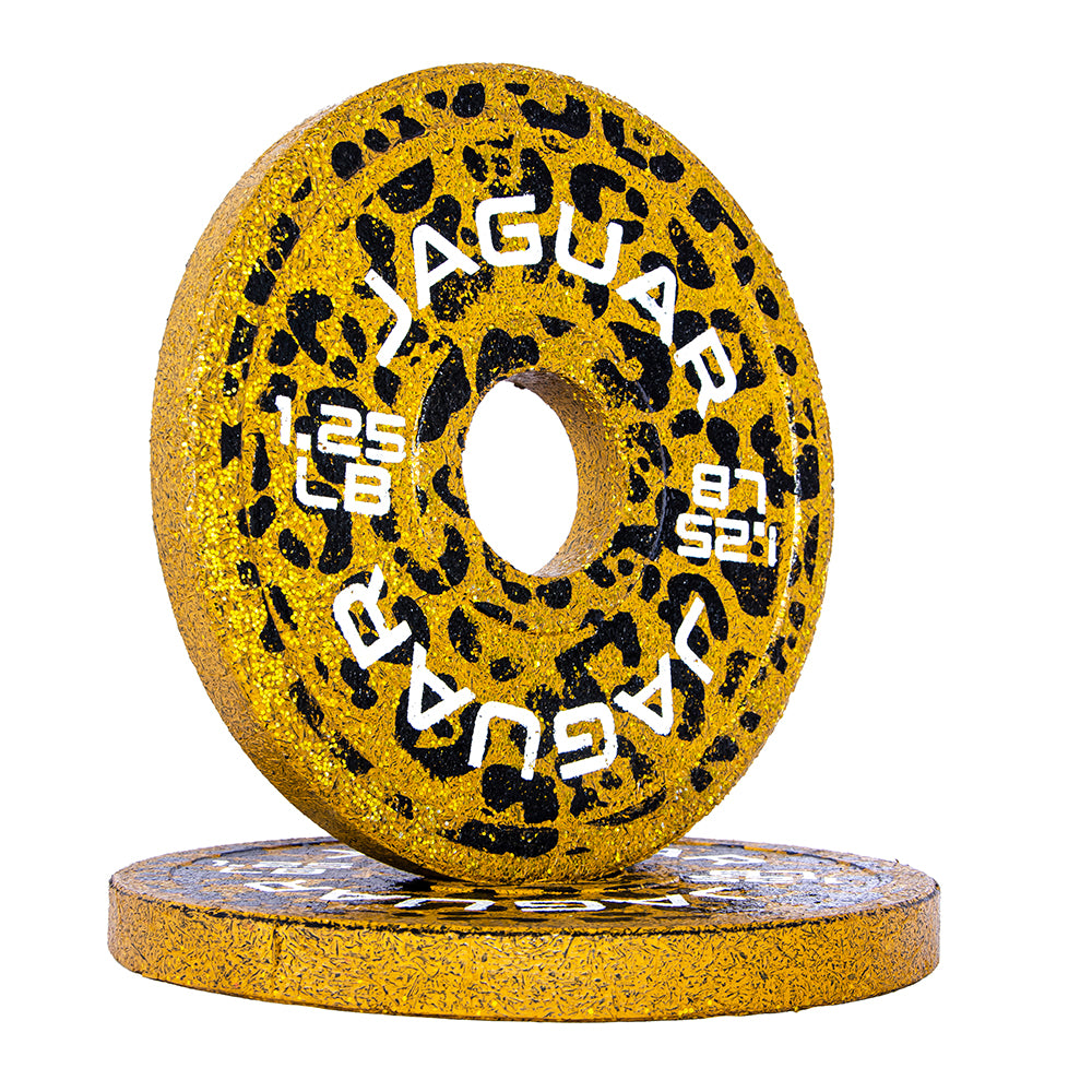 Set de Bumpers Jaguar Par de 5LB, 2.5LB y 1.25LB Modelo BALAM amarillo