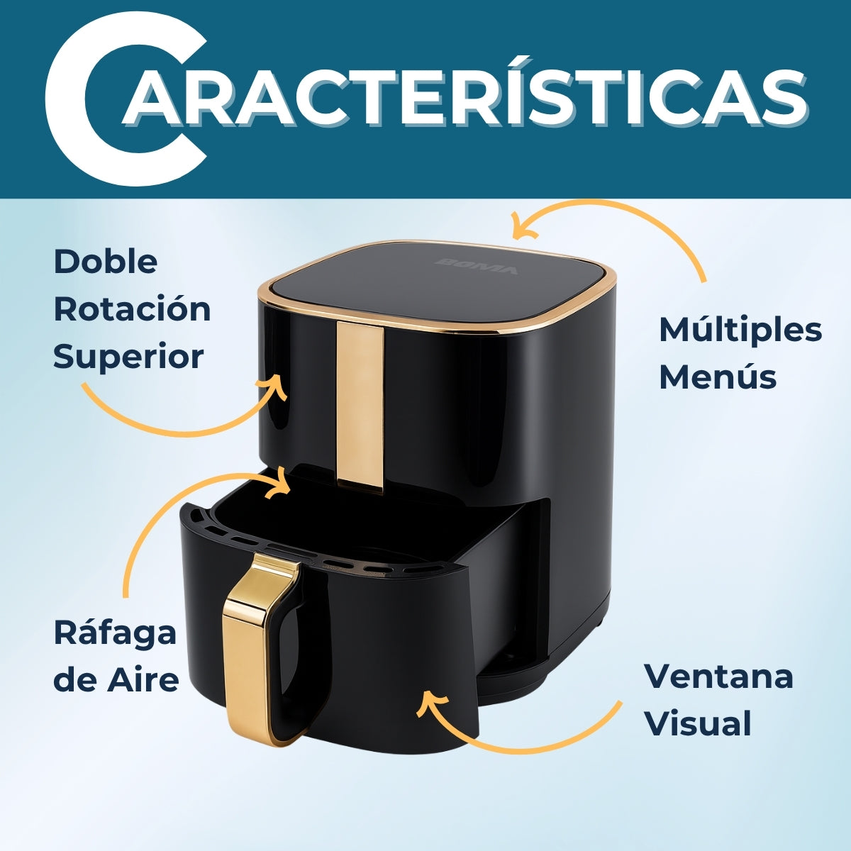 Freidora De Aire Boma Smart Multifunción Touch 5l 1400w BM-068B