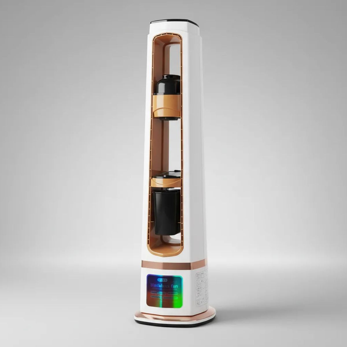 Ventilador de torre BOMA BM-18 Digital, gotas de agua antigravedad, humificador, cabeza giratoria, difusor de aromaterapia, purificador de aire ionizador, con control remoto Blanco