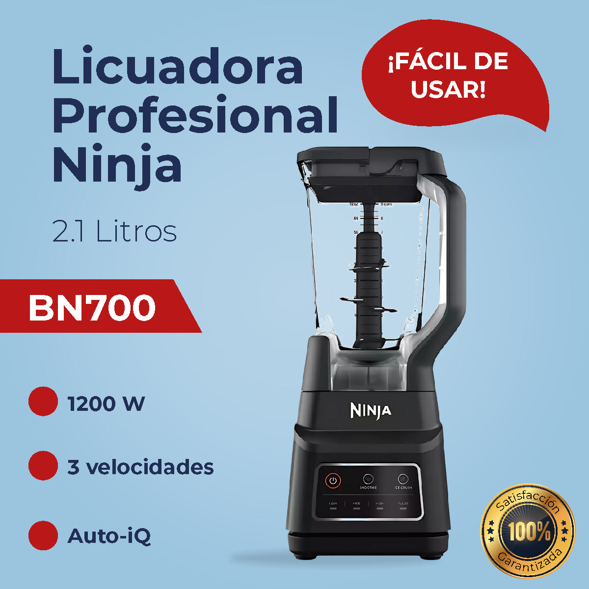 Licuadora Profesional Ninja BN700 1200 Watts Auto-iQ