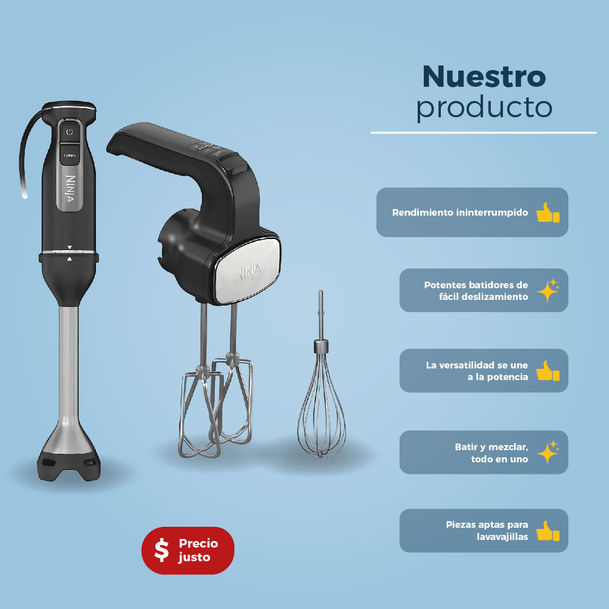 Batidora de Inmersión Ninja CI100 Foodi Power Mixer System