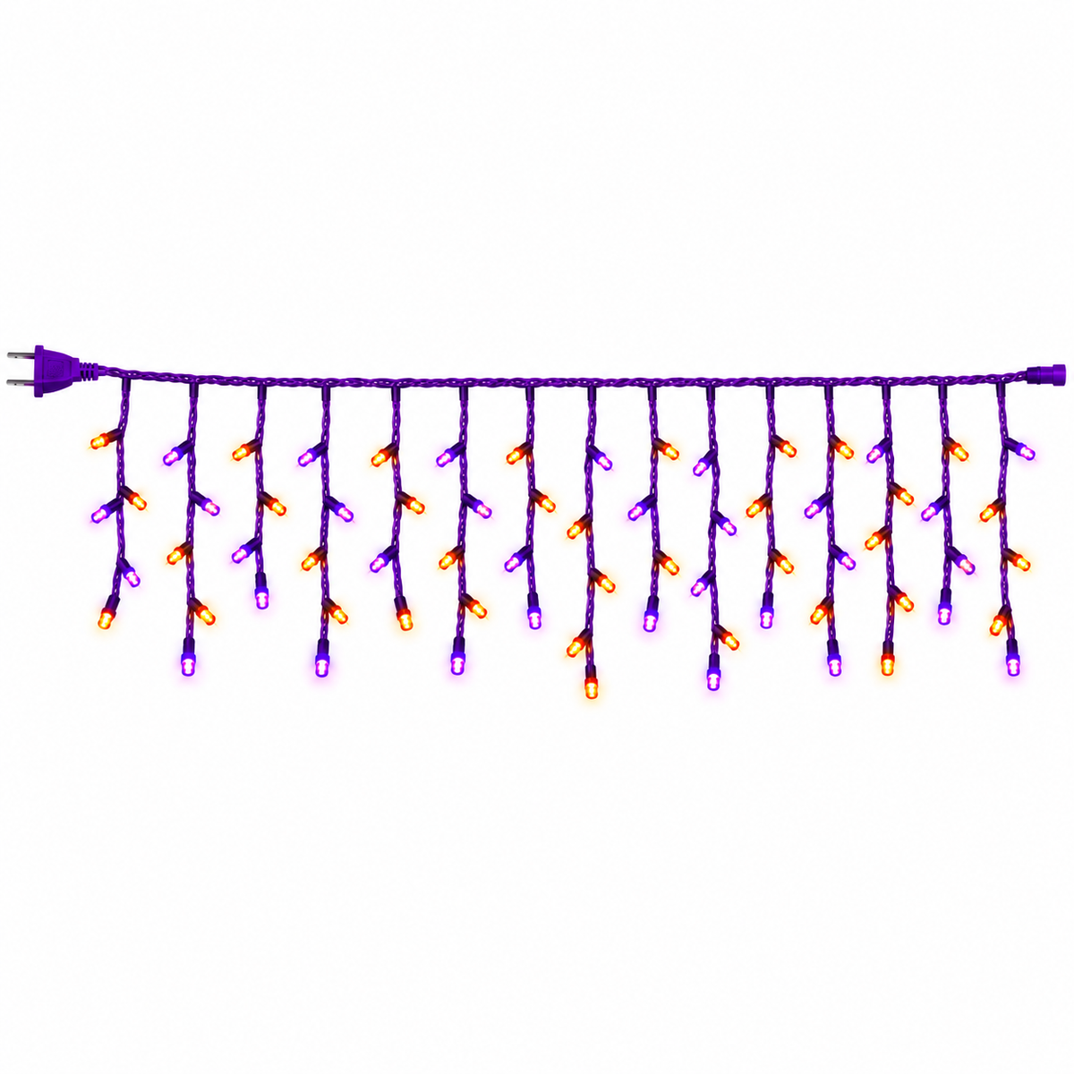 Cascada Magica Halloween cable morado, luz naranja y morada 6 mts 12W, modelo AP90074MN