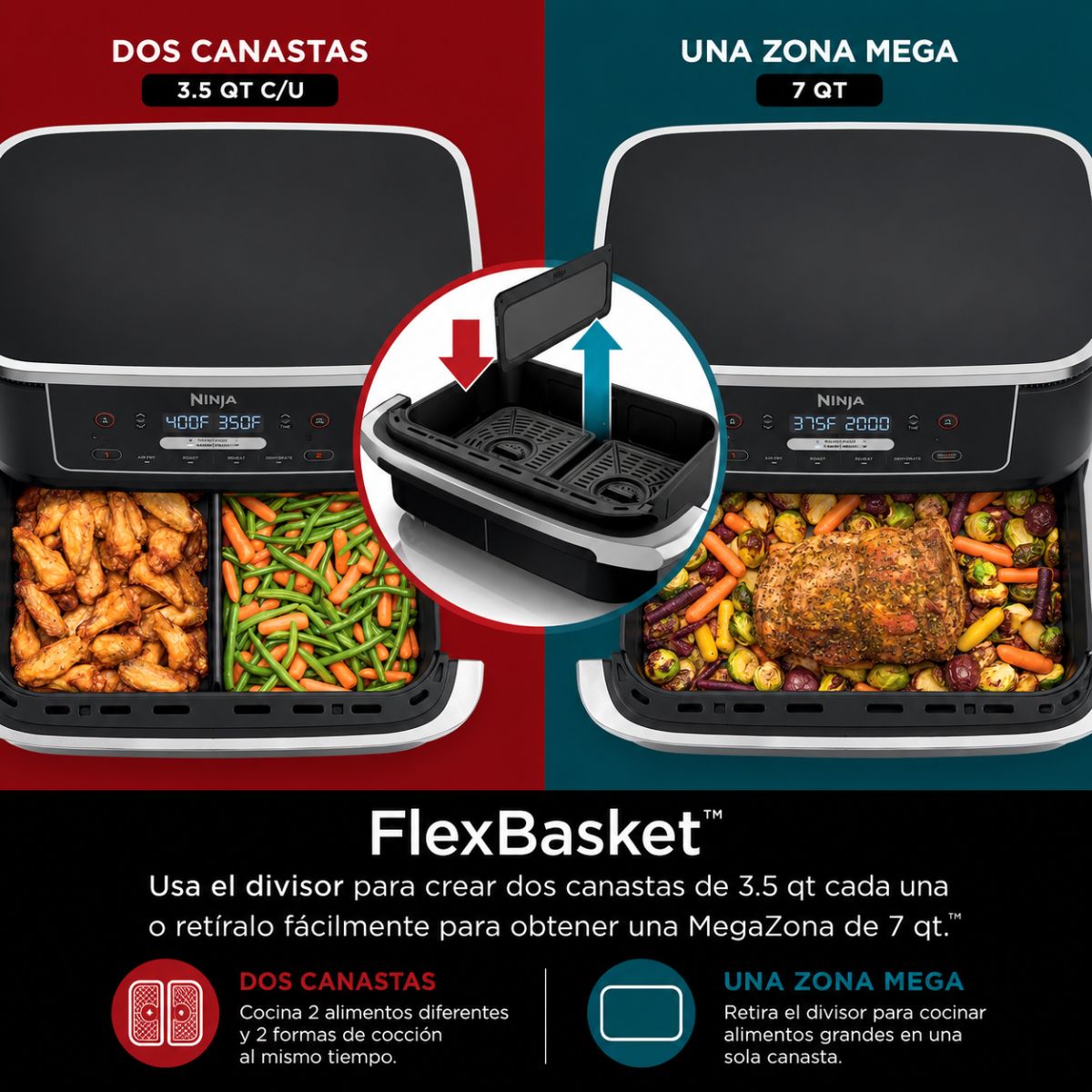 Freidora De Aire Ninja Flex 6 En 1 De 6.6 L, Foodi | Dz071