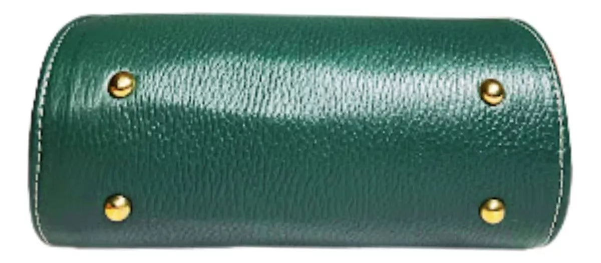 Bolsa Crossbody De Piel Vacuno Piel Genuina Color Verde Elegante HECHO EN MÉXICO