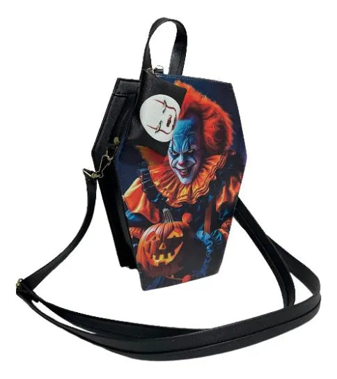Mochila De Pennywise Payaso Eso It | 2 En 1 Bolsa Y Bolsa Mochila En Forma De Ataúd Hecha En México | Con Monedero De Regalo Y Correa Ajustable