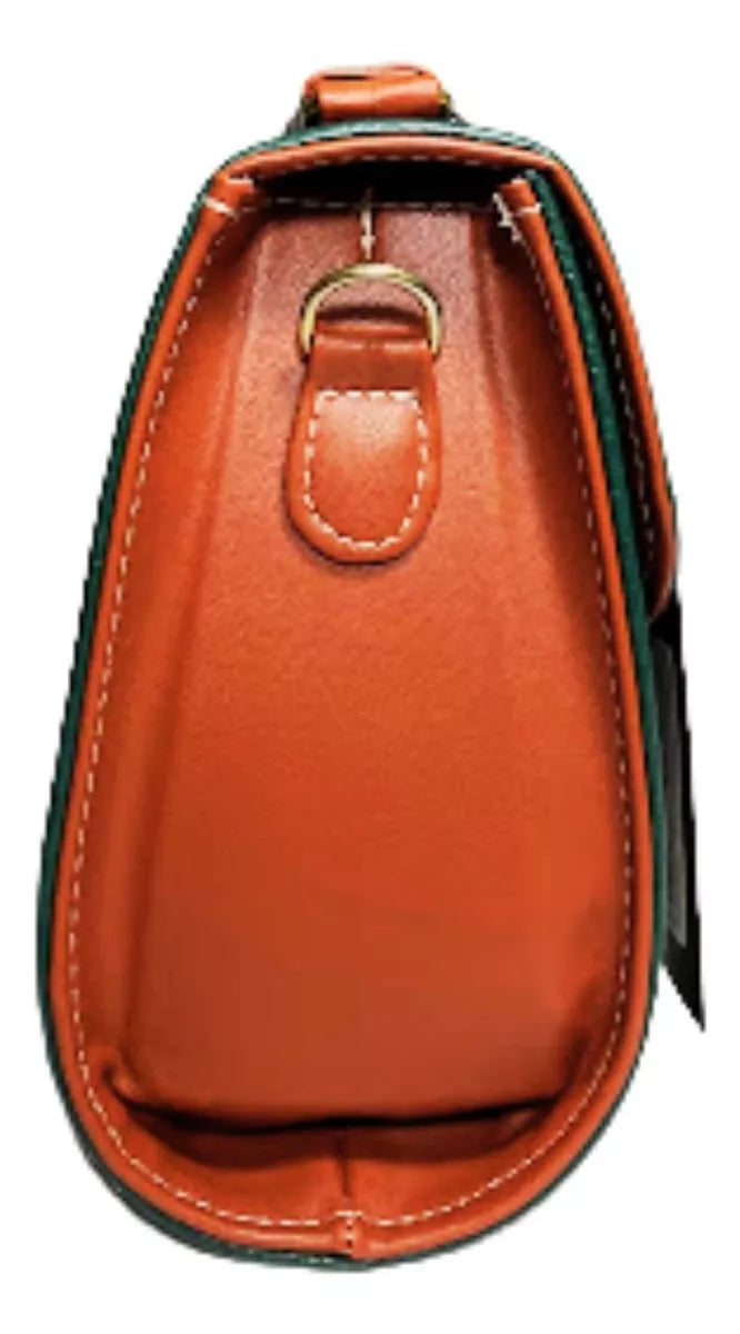 Bolsa Crossbody De Piel Vacuno Piel Genuina Color Verde Elegante HECHO EN MÉXICO
