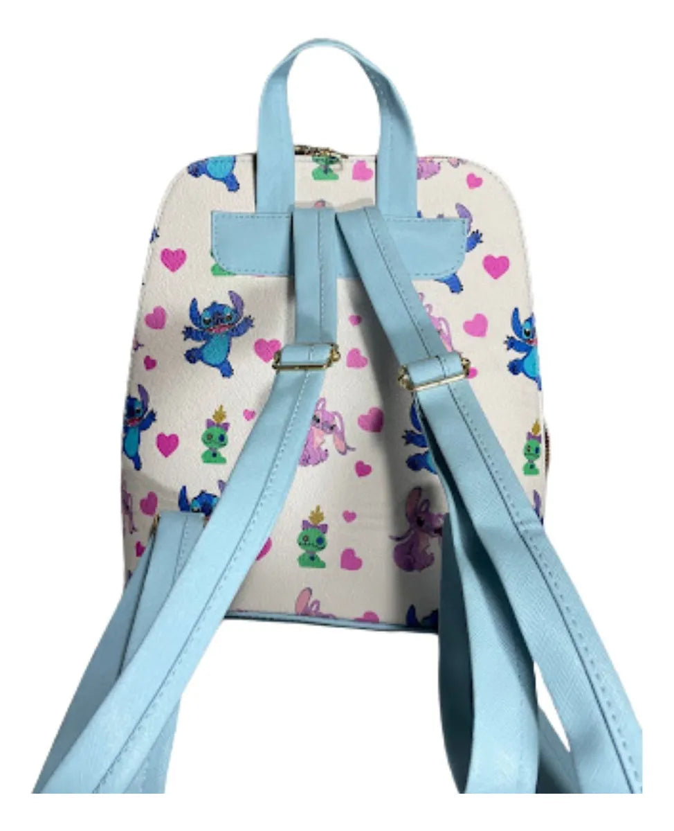 Mochila De Stitch Hecha En México, Tacto Piel, Repelente A La Lluvia Con Monedero De Regalo