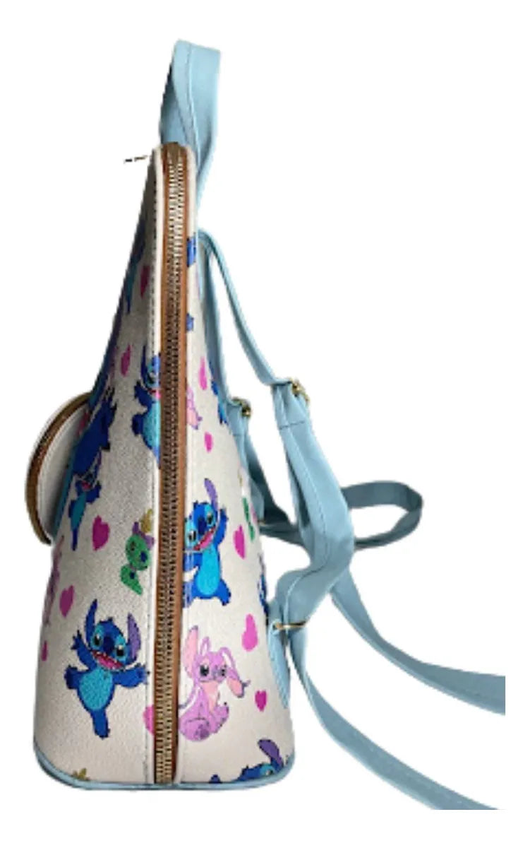Mochila De Stitch Hecha En México, Tacto Piel, Repelente A La Lluvia Con Monedero De Regalo
