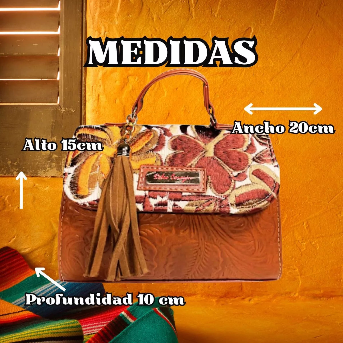 Bolsa Crossbody De Piel Vacuno Con Bordado Artesanal HECHO EN MÉXICO