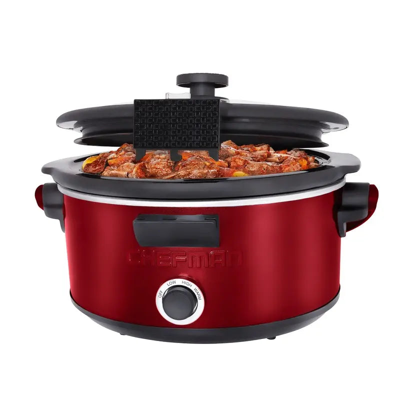 Olla de Cocción Lenta Chefman RJ15-5-LCHRED 5 Litros