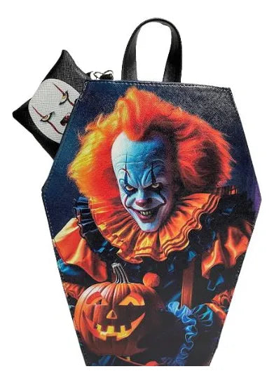 Mochila De Pennywise Payaso Eso It | 2 En 1 Bolsa Y Bolsa Mochila En Forma De Ataúd Hecha En México | Con Monedero De Regalo Y Correa Ajustable