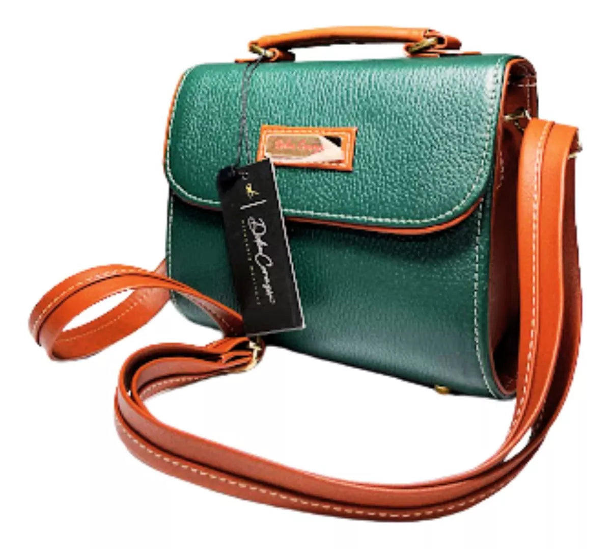 Bolsa Crossbody De Piel Vacuno Piel Genuina Color Verde Elegante HECHO EN MÉXICO