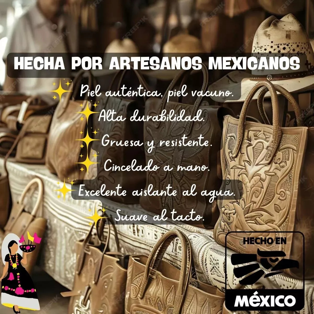 Bolsa Crossbody De Piel Vacuno Con Bordado Artesanal HECHO EN MÉXICO