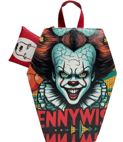 Mochila De Pennywise Payaso Eso It | 2 En 1 Bolsa Y Bolsa Mochila En Forma De Ataúd Hecha En México | Con Monedero De Regalo Y Correa Ajustable