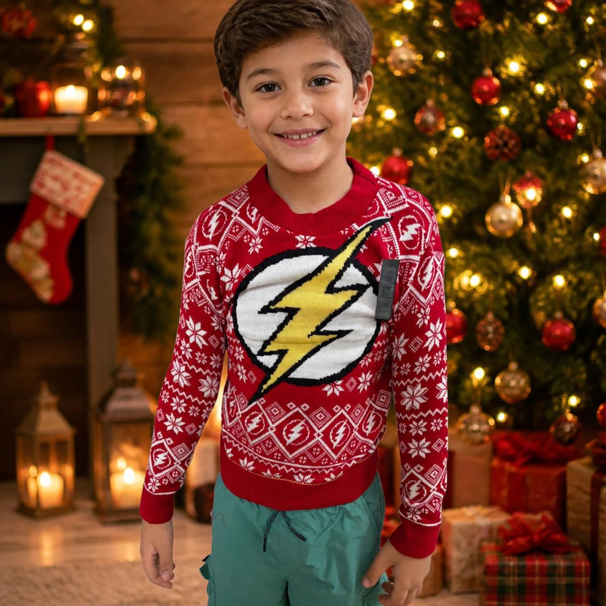 Suéter navideño tipo Ugly Sweater de Flash con cuello redondo Unisex