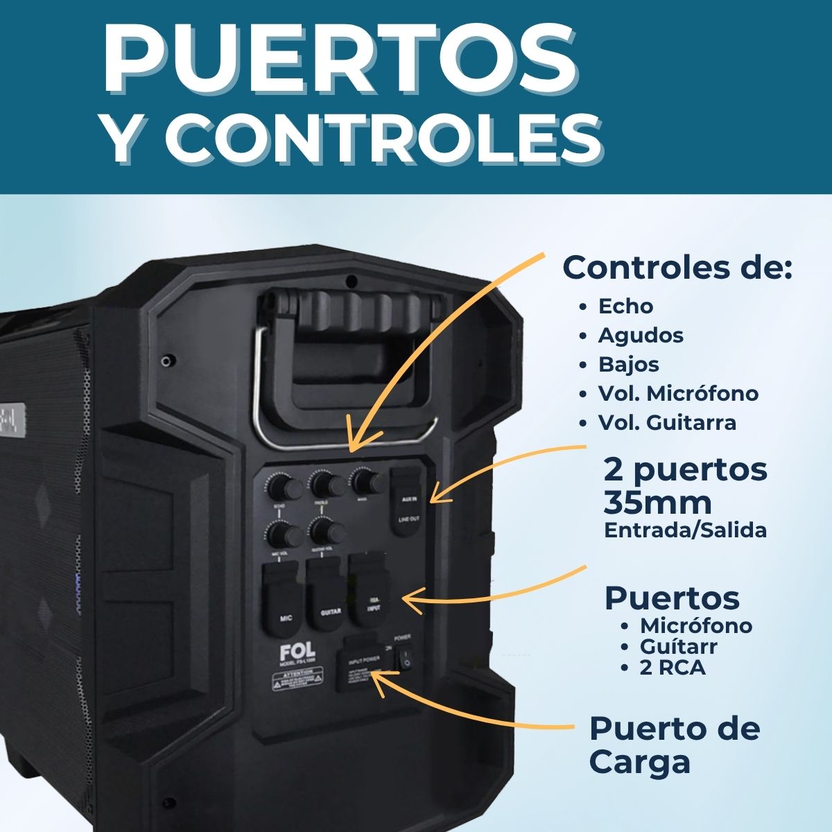 Bocina Portatil Bluetooth - NFC - Fol FS-L1088 40w - Negra