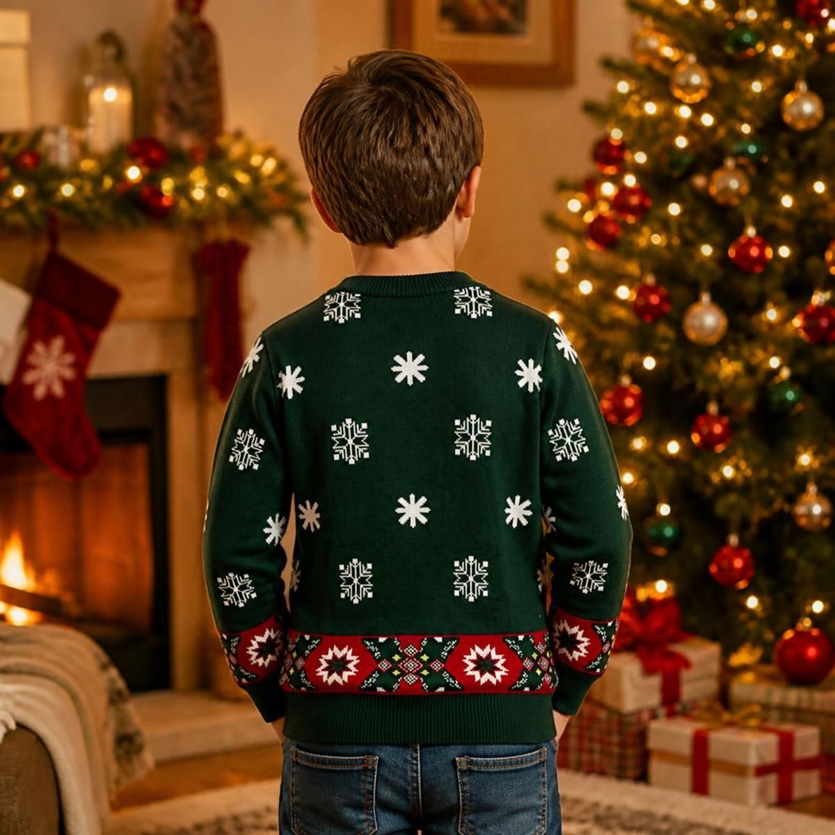 Suéter Navideño Infantil Estilo Ugly Sweater El Grinch color verde CH Unisex