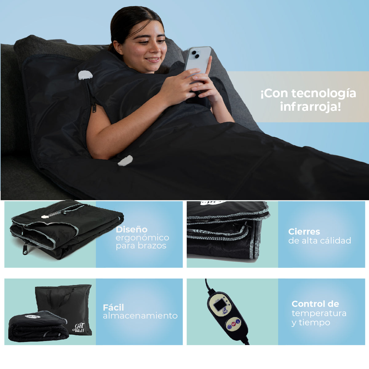 Manta Sauna De Infrarrojos Lejanos Get Well Negro