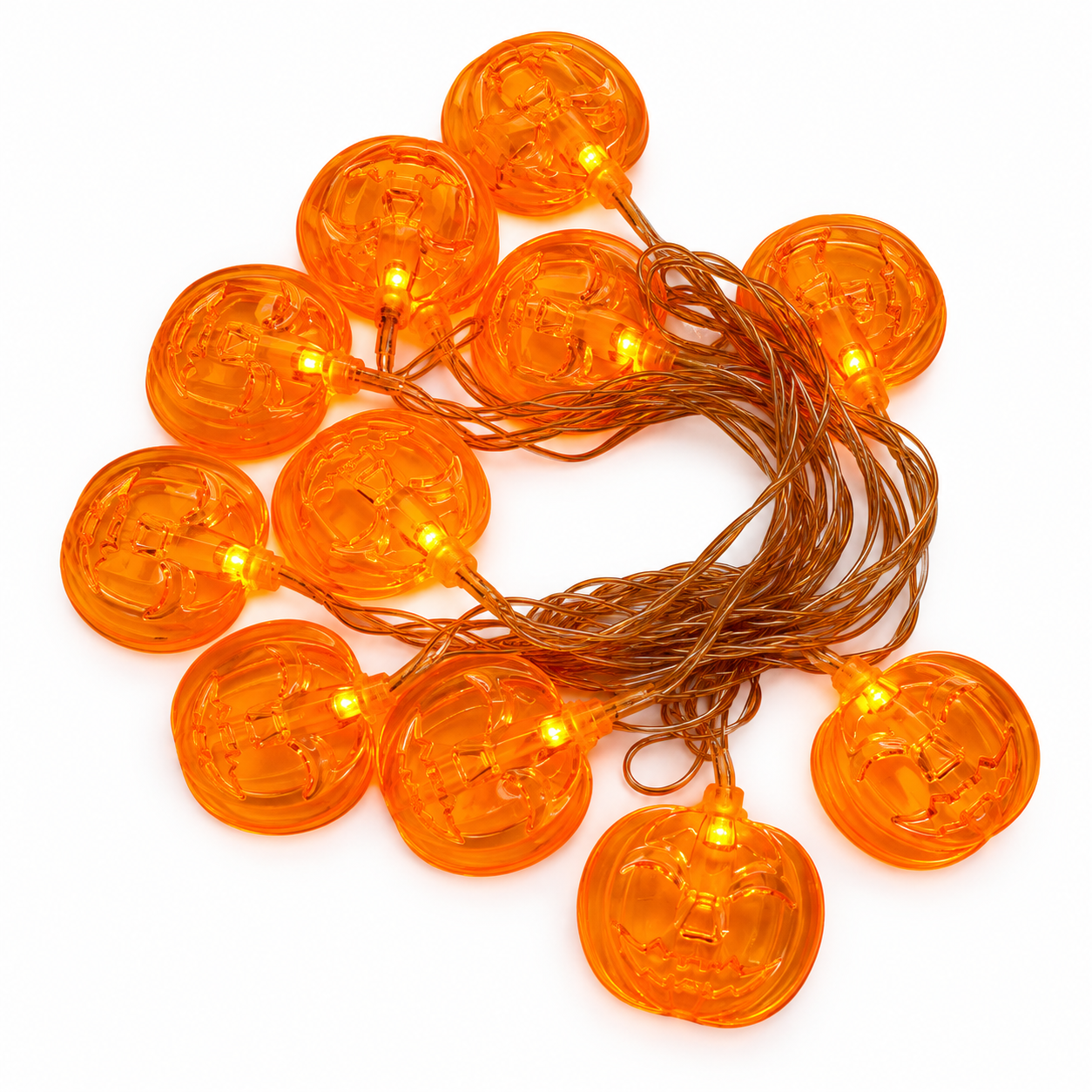 Serie de Halloween calabaza naranja plana de 8 funciones combinables con 20 luces, 20W, modelo HL26350