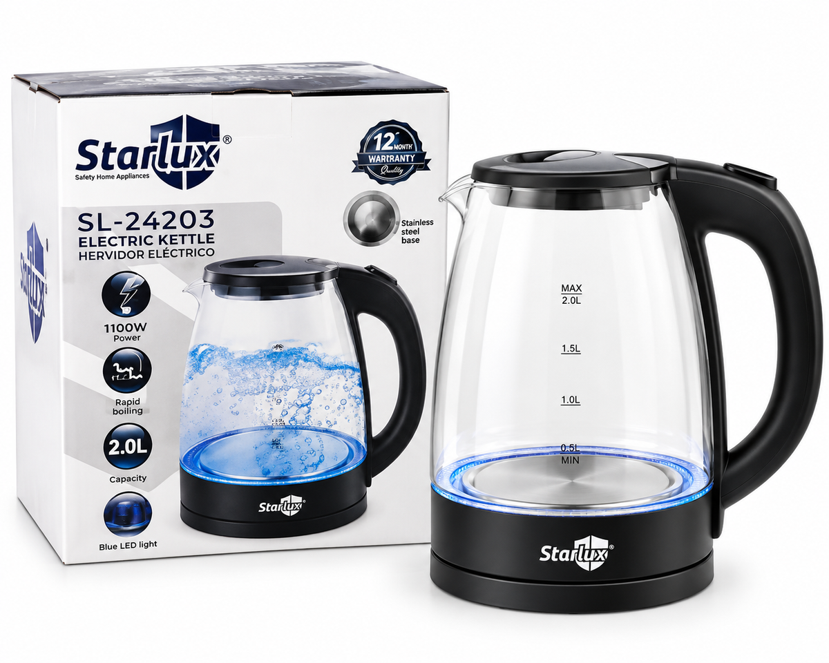 Hervidora electrica de virdrio de 2 Litros Starlux SL-24203