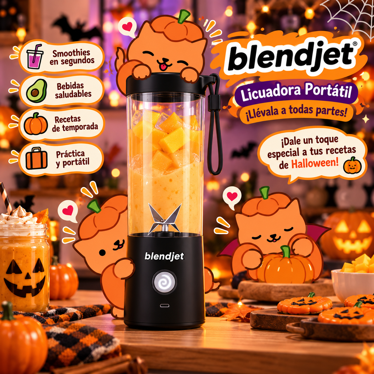 Licuadora Portátil 2 de 16 Oz con correa recargable USB BLENDJET2BLK