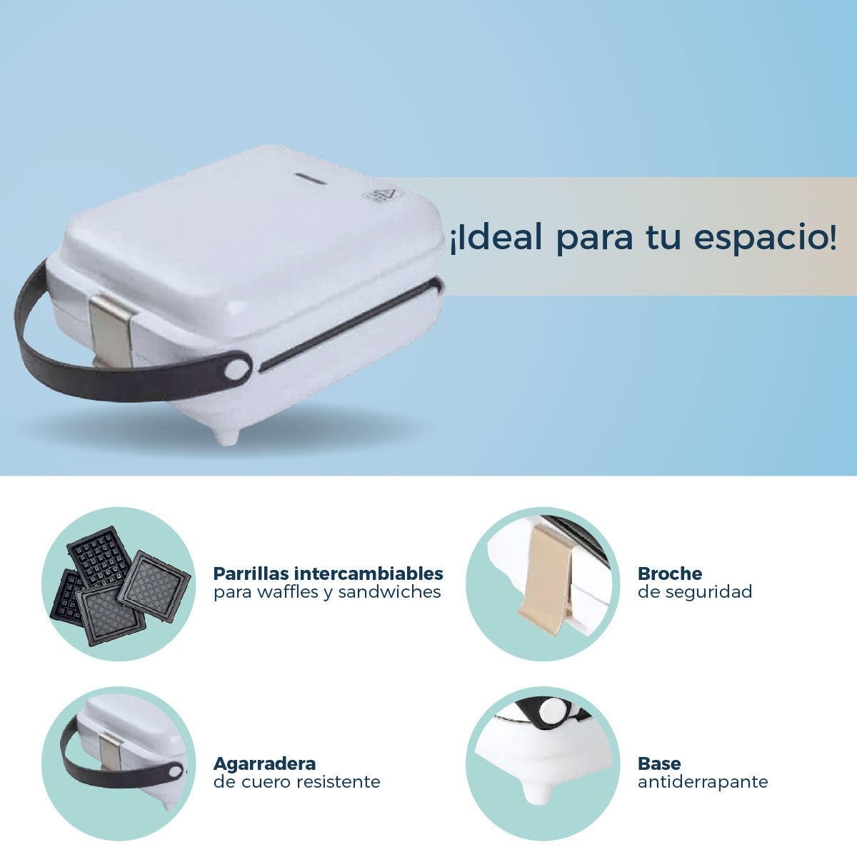 Sandwichera y Wafflera LB LB-S314 Parrilla Intercambiable Blanco