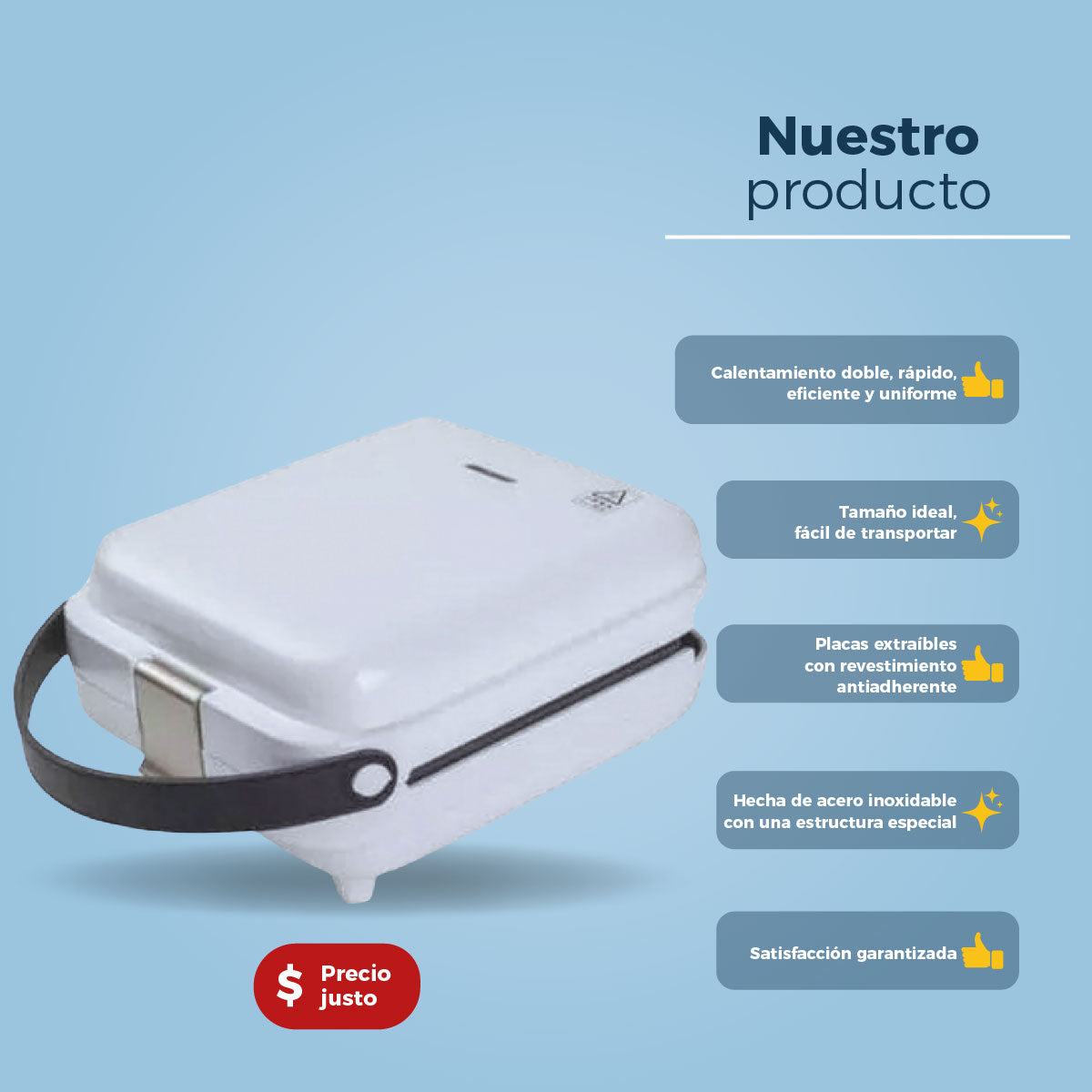 Sandwichera y Wafflera LB LB-S314 Parrilla Intercambiable Blanco