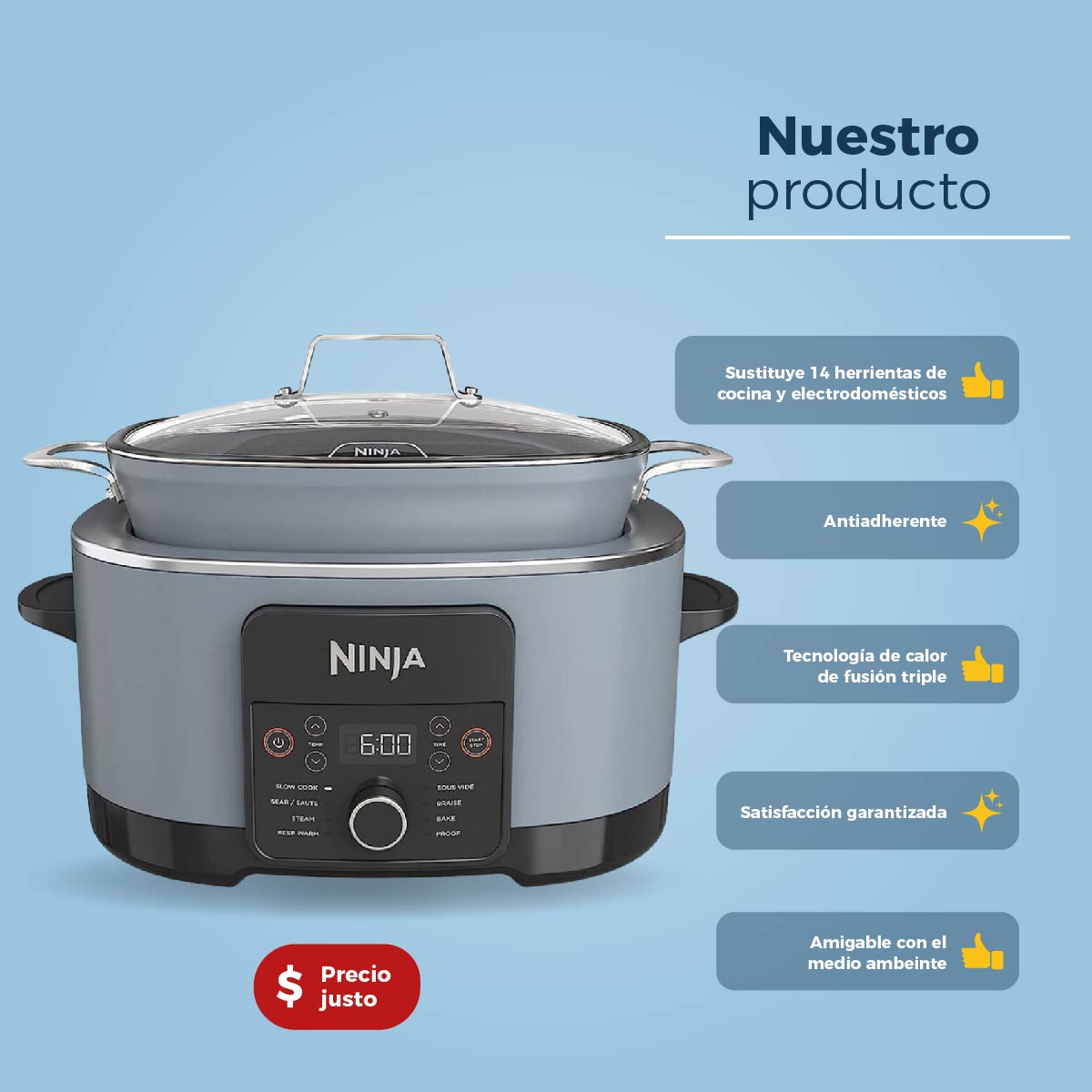 Olla de Presion de Presion Ninja Foodi MC1001 8 en 1