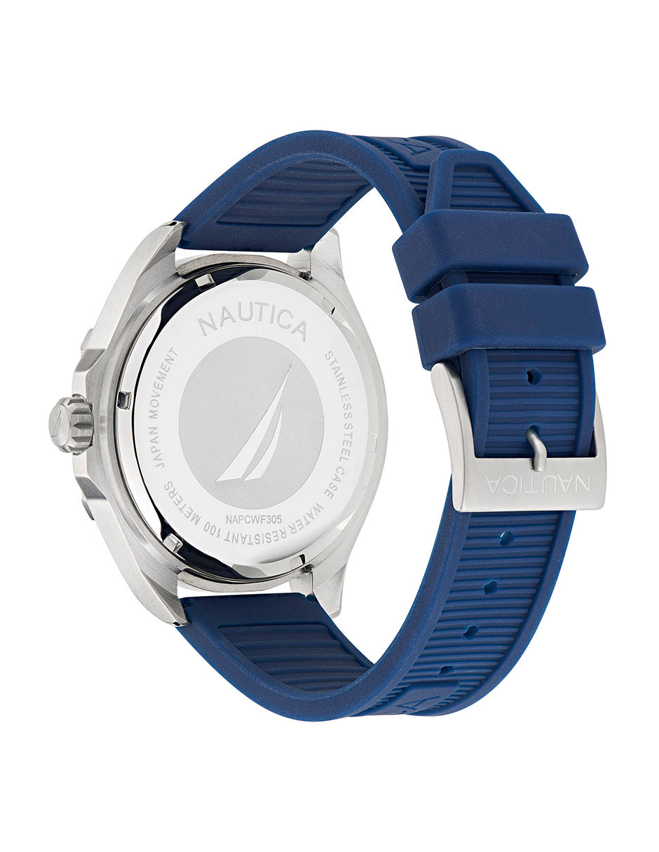 Reloj Nautica Cab Clearwater Beach 3 Hands Caratula Azul y Correa Azul Caja 48mm NAPCWF305