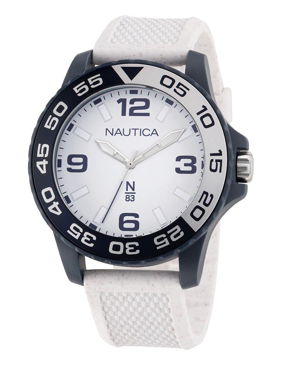 Reloj Nautica N83 Finn World 3 Manecillas Caratula Blanco y Correa Blanca 45 mm NAPFWS301