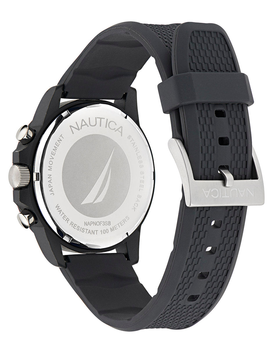 Reloj Nautica Cab One Eco Chrono Caratula Negra y Correa Negra Caja 43mm NAPNOF3S8