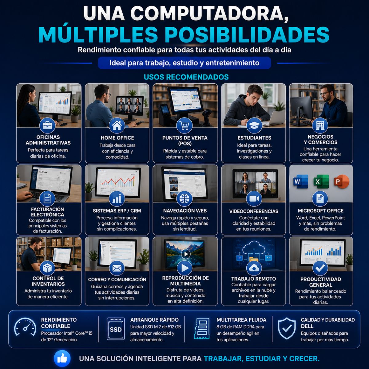 Computadora de escritorio Dell Optiplex 3000 Intel Core i5 12 Gen. Windows 11 8GB RAM DDR4